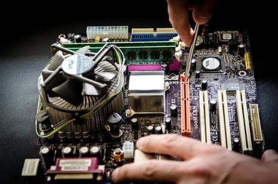 A Motherboard being repaired
